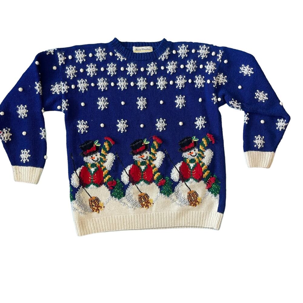 Vintage Marisa Christina Classics 1994 Snowman Christmas Sweater Size Medium
